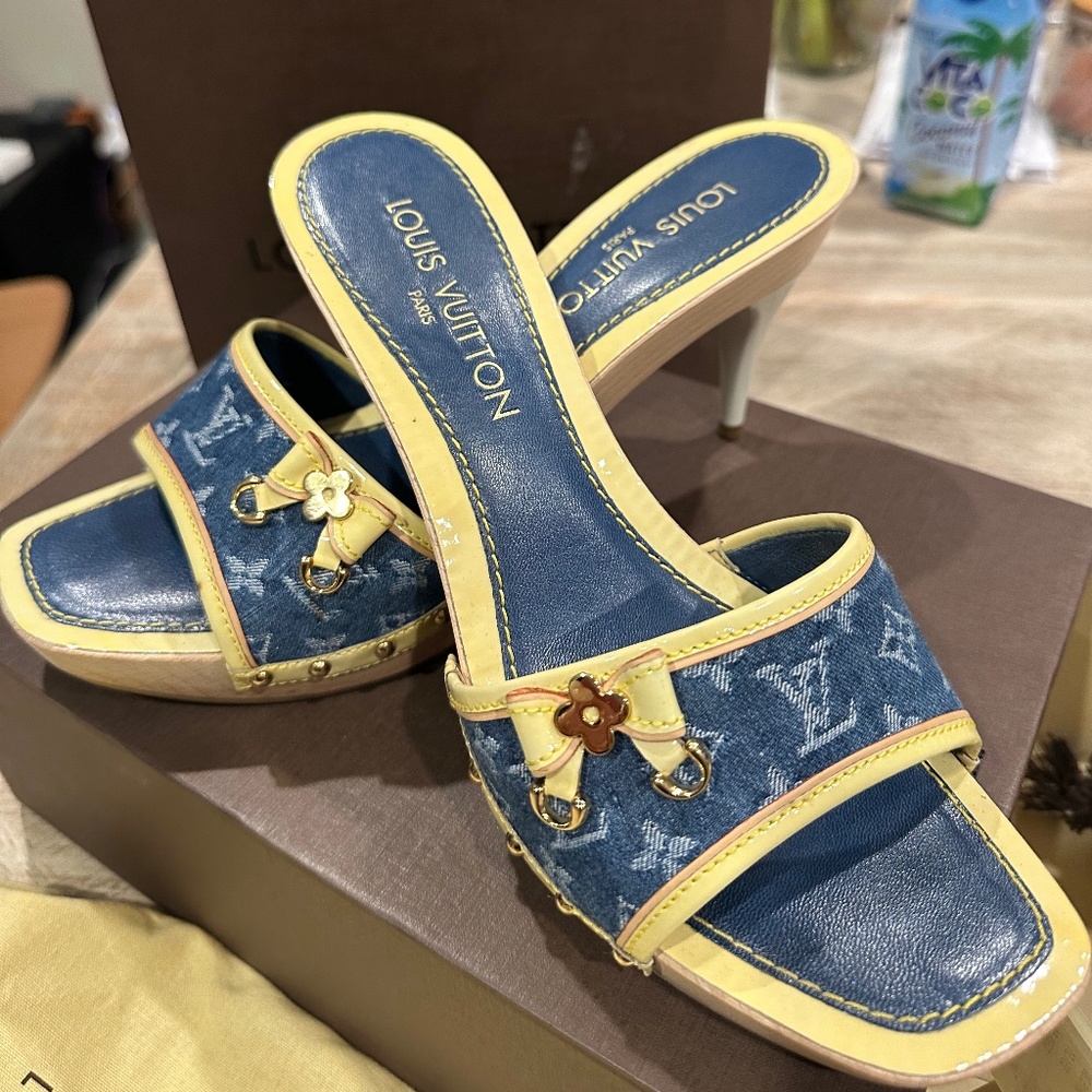 LV Denim clogs, size 39, WORN ONCE ONLY! Purchased from the New York City Store